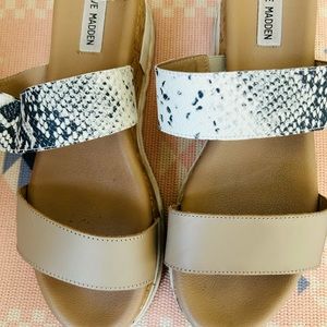 STEVE MADDEN SNAKESKIN WEDGE SLIDES!
